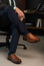 کفش آیرون مردانه چرم طبیعی - رنگ عسلی - محصول فروشگاه تبریزپا