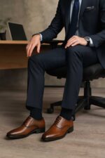 کفش مجلسی چرم طبیعی دیاموند افسری بندی - تصویر 9