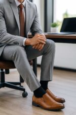 کفش چرم طبیعی مردانه دیاموند سرپنجه- رنگ عسلی-فروشگاه تبریزپا