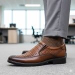 کفش چرمی تابستانی مردانه عسلی-تبریزپا