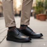 کفش پاور بندی چرم طبیعی و زیره مقاوم- رنگ مشکی-فروشگاه تبریزپا