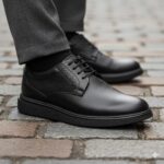 کفش پاور بندی چرم طبیعی و زیره مقاوم- رنگ مشکی-فروشگاه تبریزپا