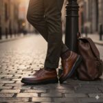 کفش کریستال بندی مردانه چرم طبیعی با طراحی شیک و سبک، مناسب استفاده روزمره و نیمه‌رسمی- رنگ عسلی- فروشگاه تبریزپا