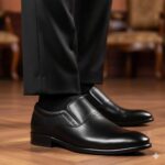 کفش مجلسی چرم طبیعی دیاموند افسری بی بند-رنگ مشکی-فروشگاه تبریزپا