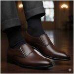 کفش مجلسی چرم طبیعی دیاموند افسری بی بند-رنگ قهوه ای-فروشگاه تبریزپا