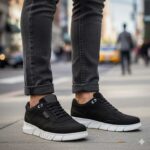 کفش انرژی نابوک بندی مردانه چرم طبیعی اسپرت – رنگ مشکی - فروشگاه تبریزپا