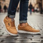 کفش انرژی نابوک بندی مردانه چرم طبیعی اسپرت – رنگ عسلی - فروشگاه تبریزپا