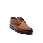 کفش مردانه مجلسی چرم فالو بندی-نمای جلو عسلی-تبریزپا