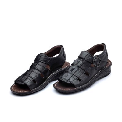 کفش کلارک روزمره چرم طبیعی شیک و راحت تابستانی- رنگ مشکی-- نیترو- فروشگاه تبریزپا