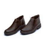 پوتین مردانه چرم طبیعی تبریز بدون بند-قهوه ای-نیویورک-د-نمای جلو-نیویورک-تبریزپا