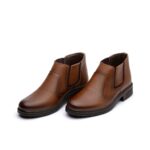 بوت مردانه چرم طبیعی تبریز بدون بند-عسلی-نیویورک-د-نمای جلو-نیویورک-تبریزپا