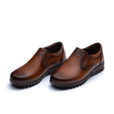 کفش آفلیکس بی بند چرم طبیعی - رنگ عسلی - فروشگاه تبریزپا