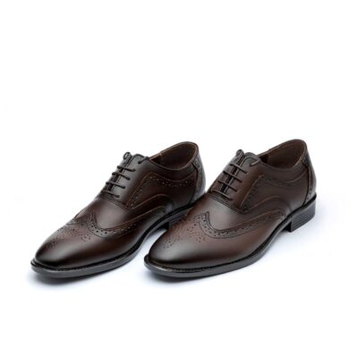 کفش مجلسی مردانه چرم دیاموند هشترک بندی قهوه ای-تبریزپا